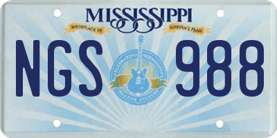 MS license plate NGS988
