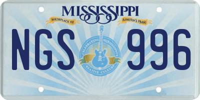 MS license plate NGS996