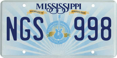 MS license plate NGS998