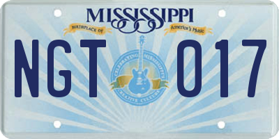 MS license plate NGT017