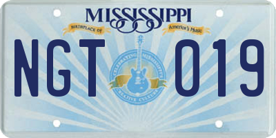 MS license plate NGT019