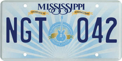 MS license plate NGT042