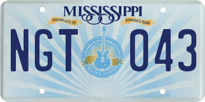 MS license plate NGT043