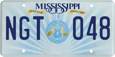 MS license plate NGT048