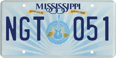 MS license plate NGT051