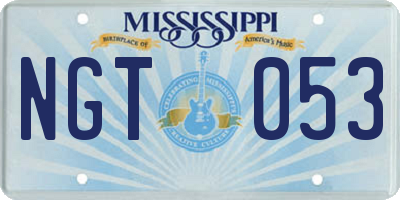 MS license plate NGT053