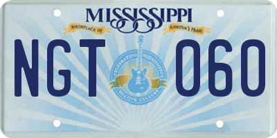 MS license plate NGT060