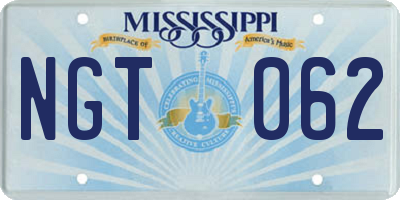 MS license plate NGT062