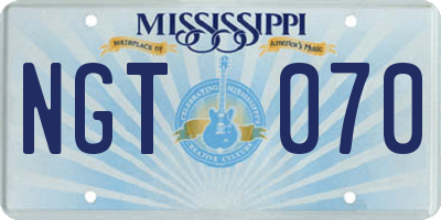 MS license plate NGT070