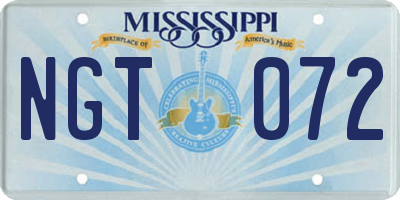 MS license plate NGT072