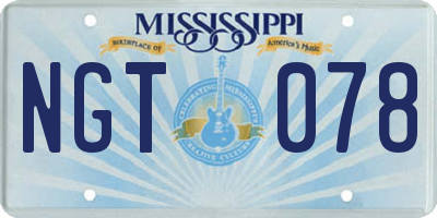 MS license plate NGT078
