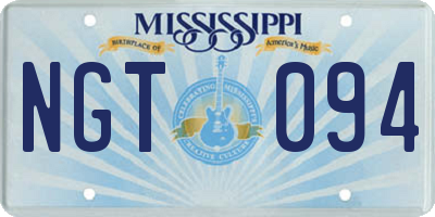 MS license plate NGT094