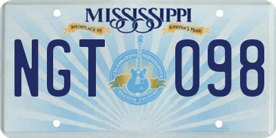 MS license plate NGT098