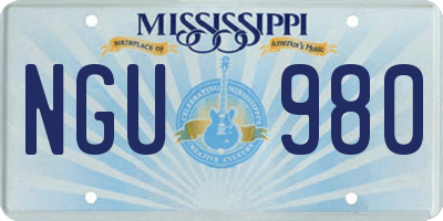 MS license plate NGU980