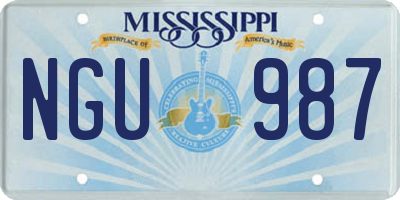 MS license plate NGU987