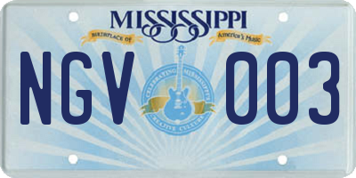 MS license plate NGV003