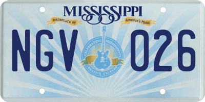 MS license plate NGV026