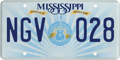 MS license plate NGV028
