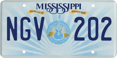 MS license plate NGV202