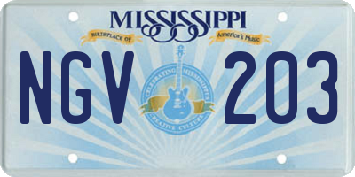MS license plate NGV203