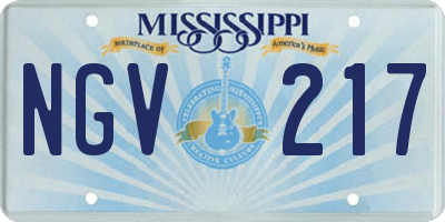 MS license plate NGV217
