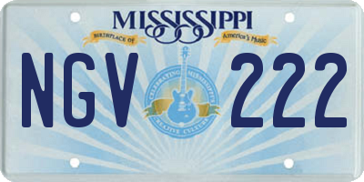 MS license plate NGV222
