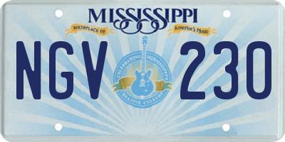 MS license plate NGV230
