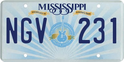MS license plate NGV231