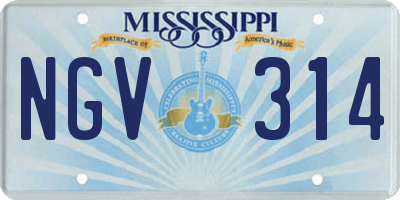 MS license plate NGV314