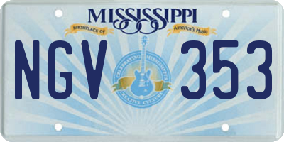 MS license plate NGV353