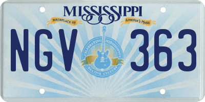 MS license plate NGV363