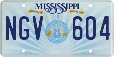 MS license plate NGV604
