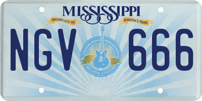 MS license plate NGV666