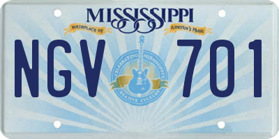 MS license plate NGV701