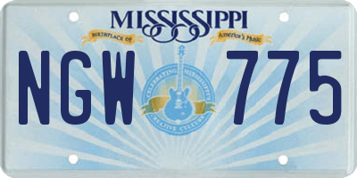 MS license plate NGW775