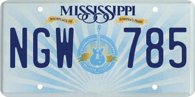 MS license plate NGW785