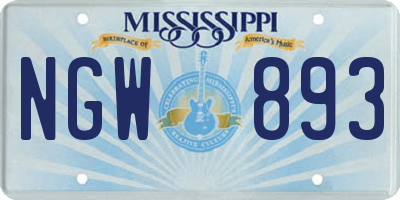MS license plate NGW893