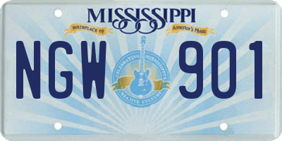 MS license plate NGW901