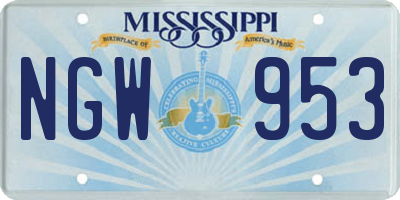 MS license plate NGW953