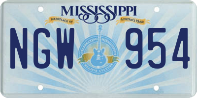 MS license plate NGW954