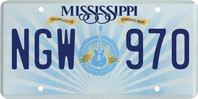 MS license plate NGW970