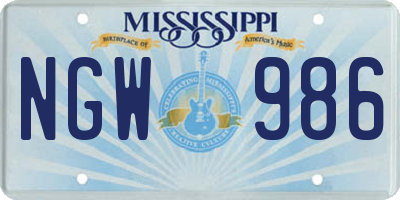 MS license plate NGW986