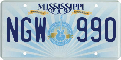 MS license plate NGW990