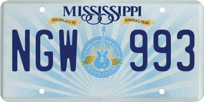 MS license plate NGW993