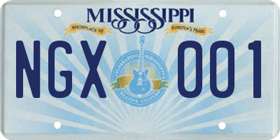 MS license plate NGX001