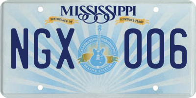 MS license plate NGX006