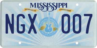 MS license plate NGX007