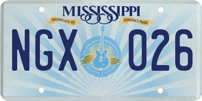 MS license plate NGX026