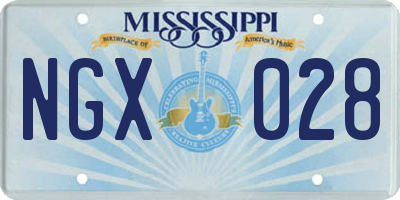 MS license plate NGX028