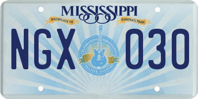 MS license plate NGX030
